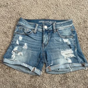 American Eagle midi ripped jean shorts